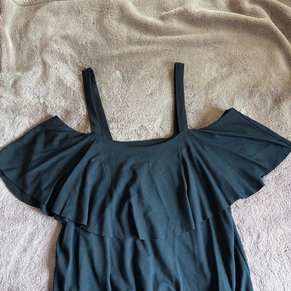 Anthropology Maeve black Stretch Off The Shoulder Ruffle Swing Dress size M - Picture 7 of 8